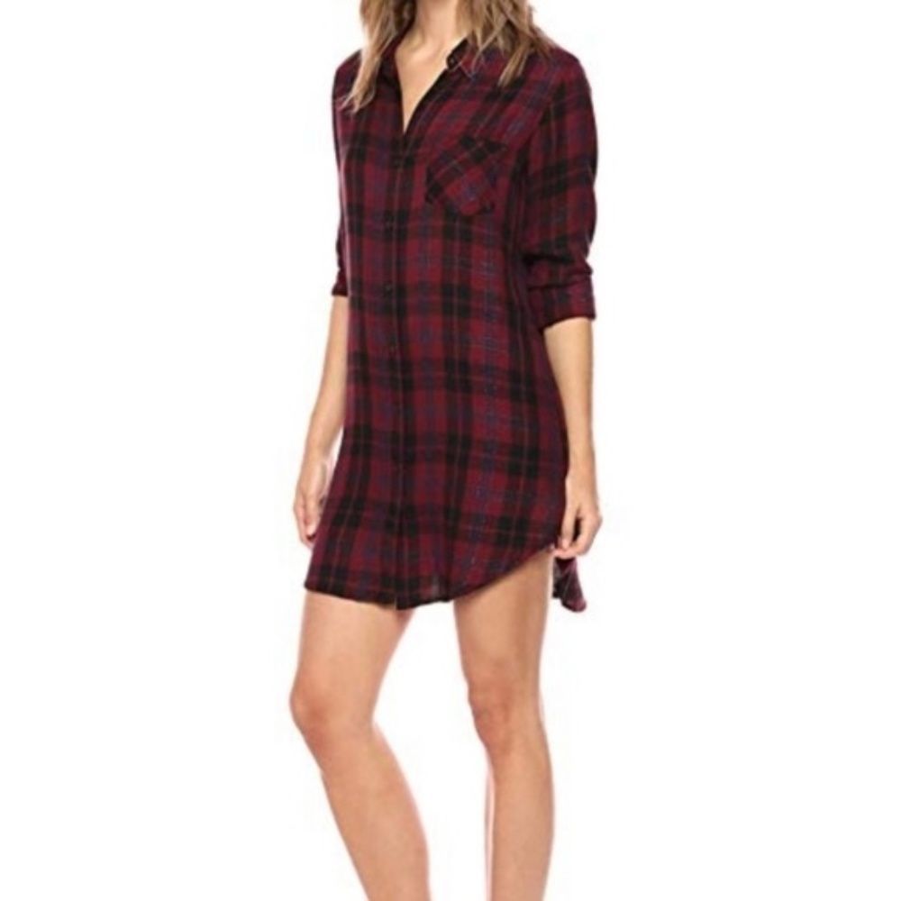 NWT RAILS Nadine Button Down Dress Navy Cabernet